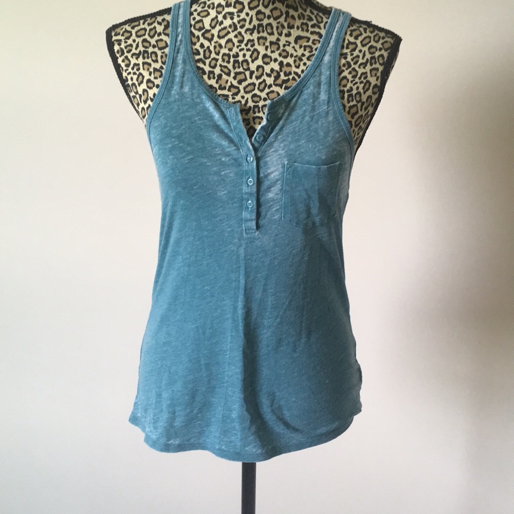 Turquoise American Eagle burnout pocket tank